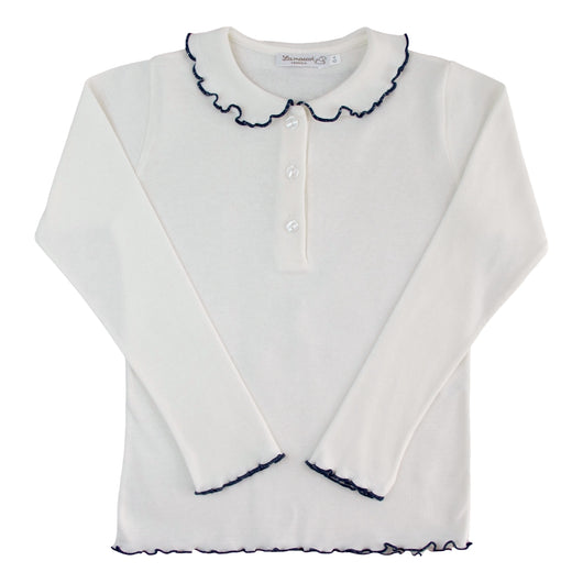 CREAM POLO SHIRT WITH BLUE PROFILES