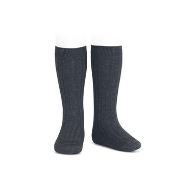 Children grey knee-high ribbed socks condor