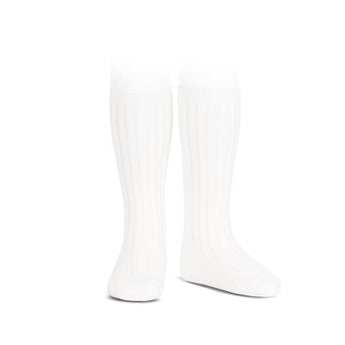 Children white knee-high ribbed socks condor